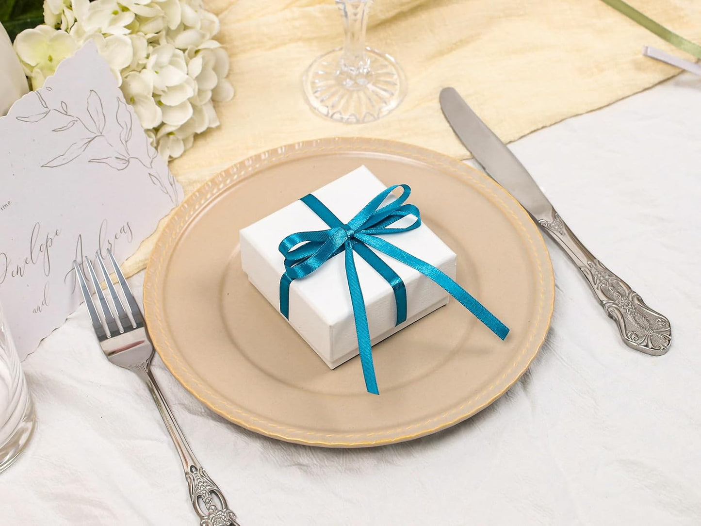 Turquoise Satin Ribbon 1/4 inch X Continuous 100 Yards, Single Face Polyester Ribbon Perfect for Gift Wrapping, Flower Bouquet, Wedding Decor, Crafts, Bow Making, Sewing and More