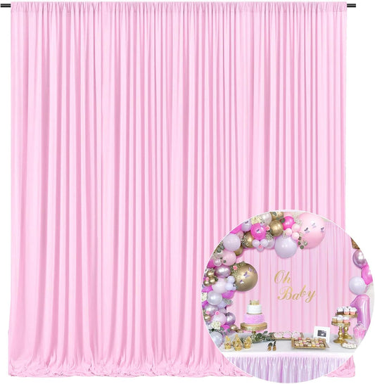 10 x 7 Feet Light Pink Backdrop Curtain for Partie, Background Curtains for Photoshoot, Birthday, Wedding, Halloween, Thanksgiving, Christmas Day, New Year Party Decorations 5Ft x 7Ft, 2 Panels
