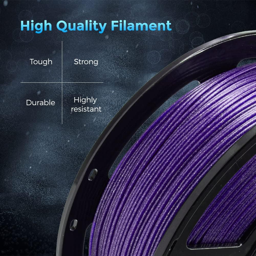 FLASHFORGE 3D Printer Filament, PLA Galaxy Filament 1.75mm, 1KG Spool (2.2lbs), Dimensional Accuracy +/- 0.02mm for FDM 3D Printers, Better Tenacity & No Knotting (Purple)