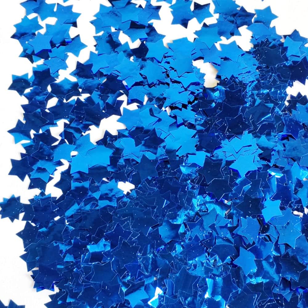 Blue Star Round Foil Confetti 0.6 Inch - Shiny Blue for Party Decoration or Filled Balloons (3.52 oz)