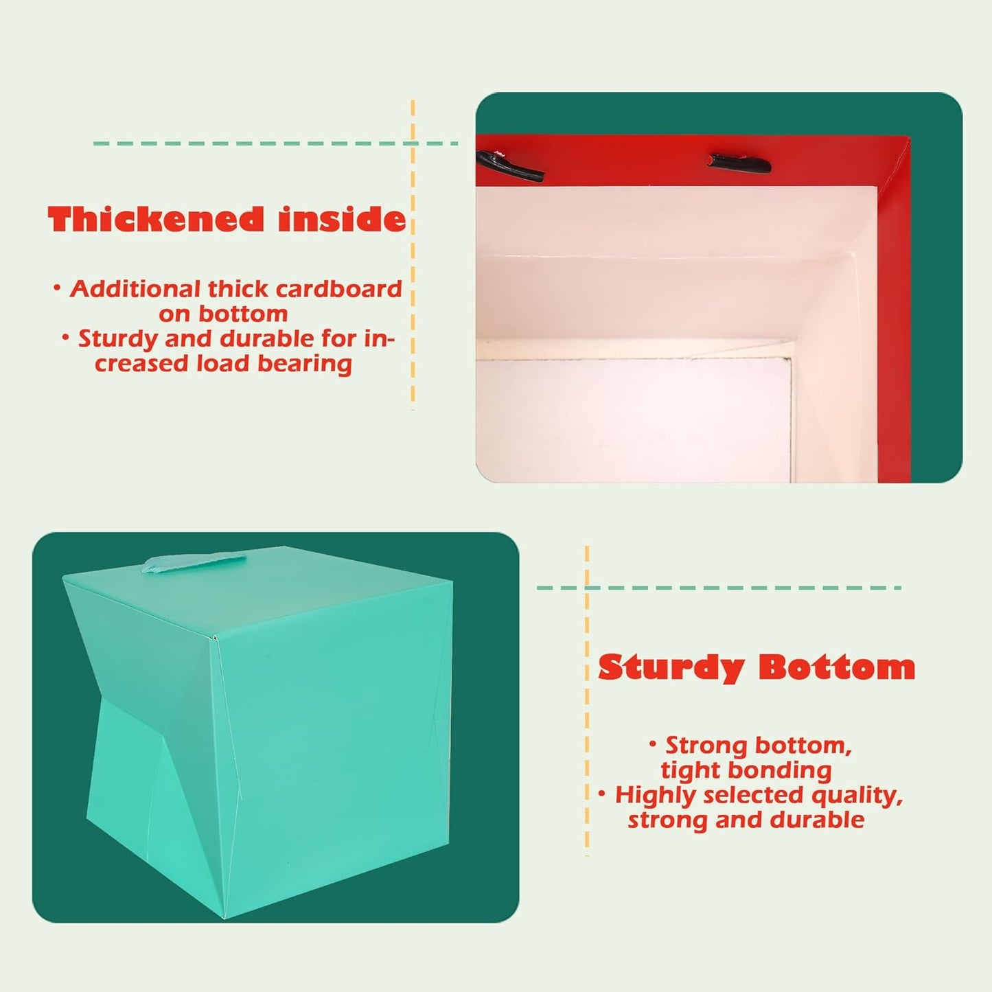 ADIDO EVA Teal Blue Square Gift Bags Small Size Square Bottom Paper Bags with Handles for Party Favor, Shopping Bag (6x6x6 In, 10 CT)