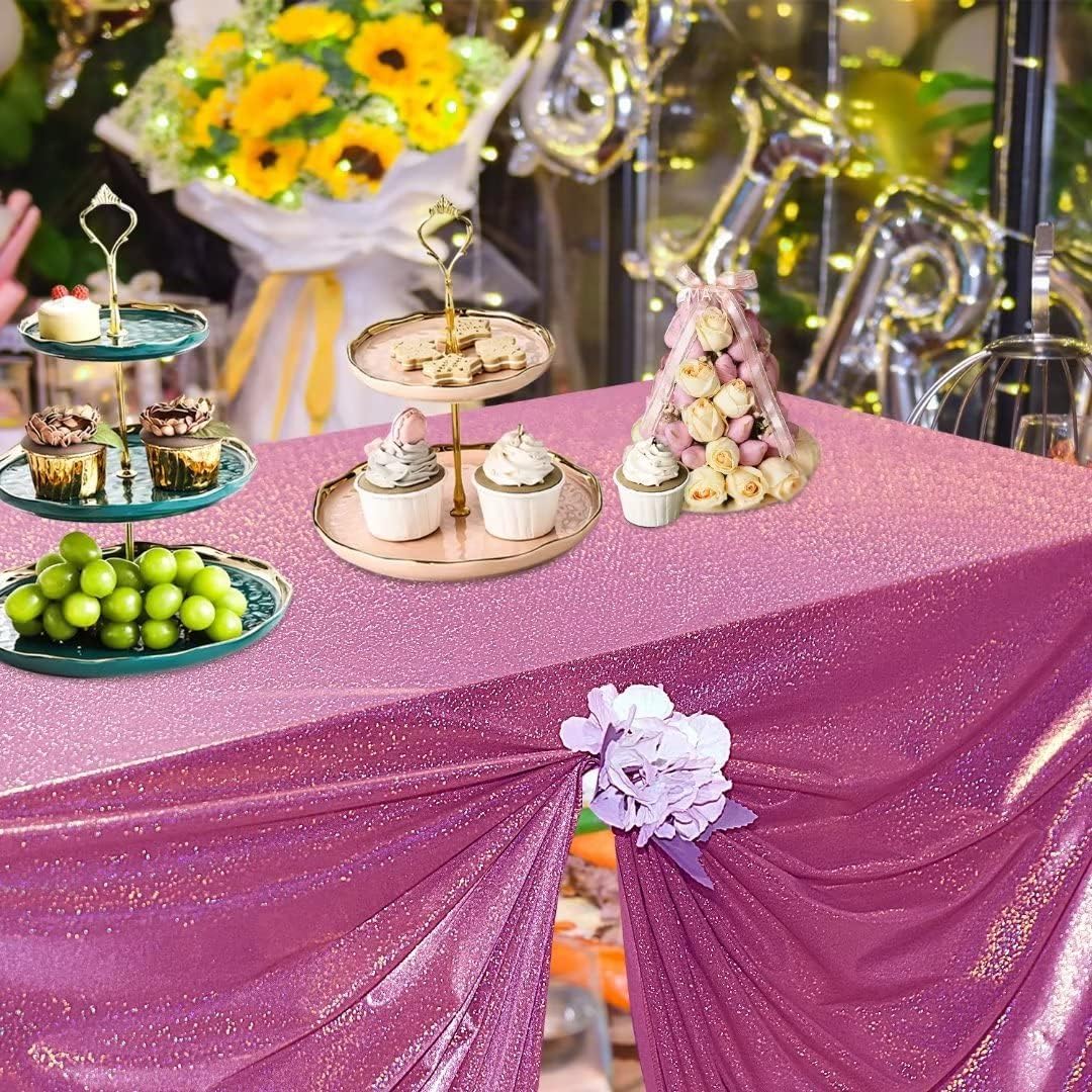 Fitable Sequin Tablecloth for Parties 54x54 Inch - Sparkle Glitter Table Cloth Laser Square Overlay for Wedding Baby Shower Ceremony Birthday Holiday Banquet Decor, Fuchsia