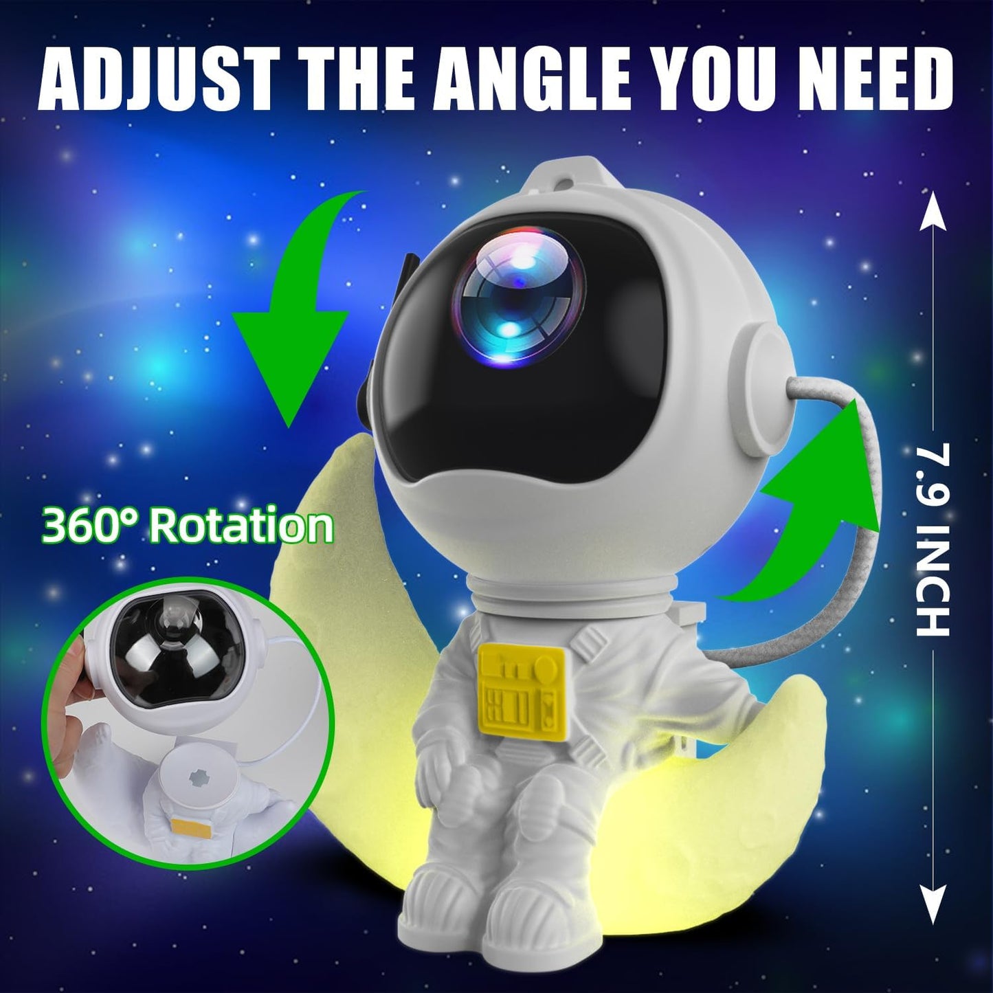 Astronaut Galaxy Projector Night Light Star with Timer and Remote Galaxy Light with Seven Colors Moon Night Light LED Nebula Lights for Kids Adults for Bedroom Gaming Room Decor Gift (Moon)