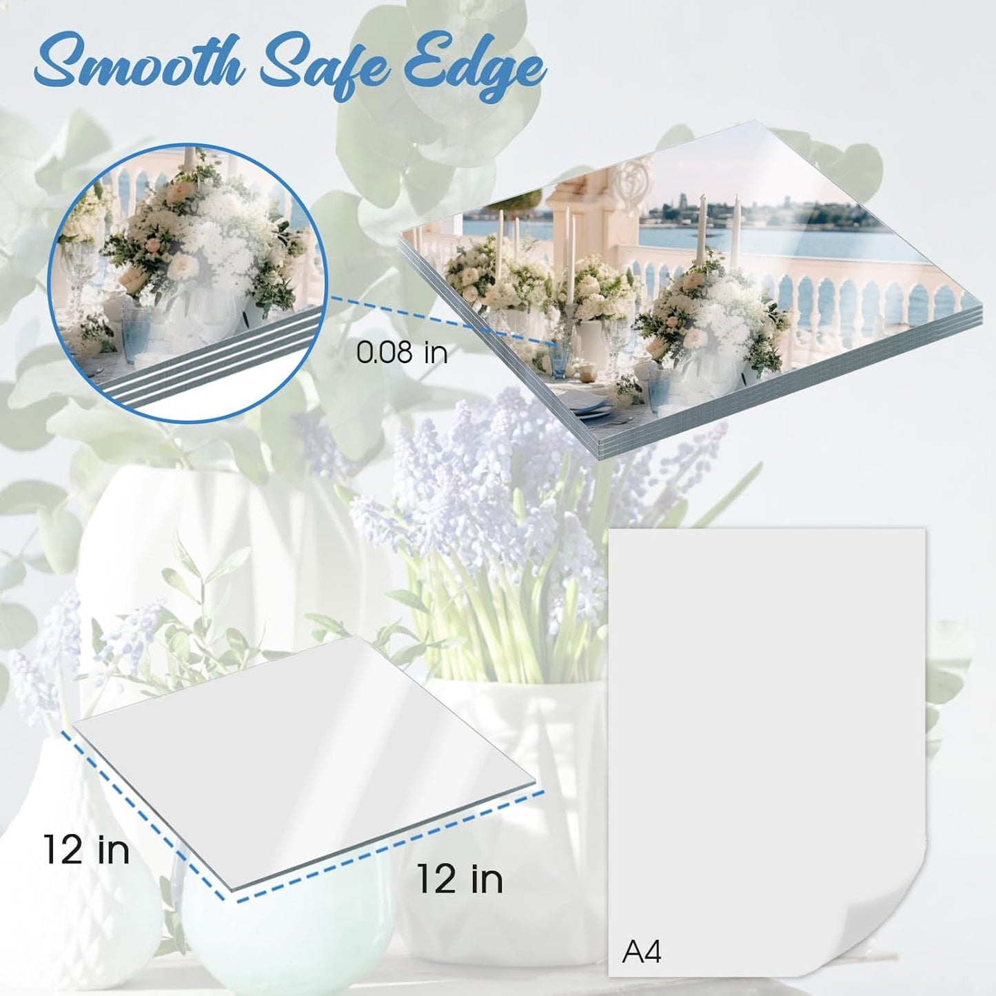 JAMBALAY 12" Glass Mirror Centerpieces for Table, Set of 12 Mirror Centerpieces, Square Glass Mirror Tiles, Candle Plates, Tray, for Wedding and Parties