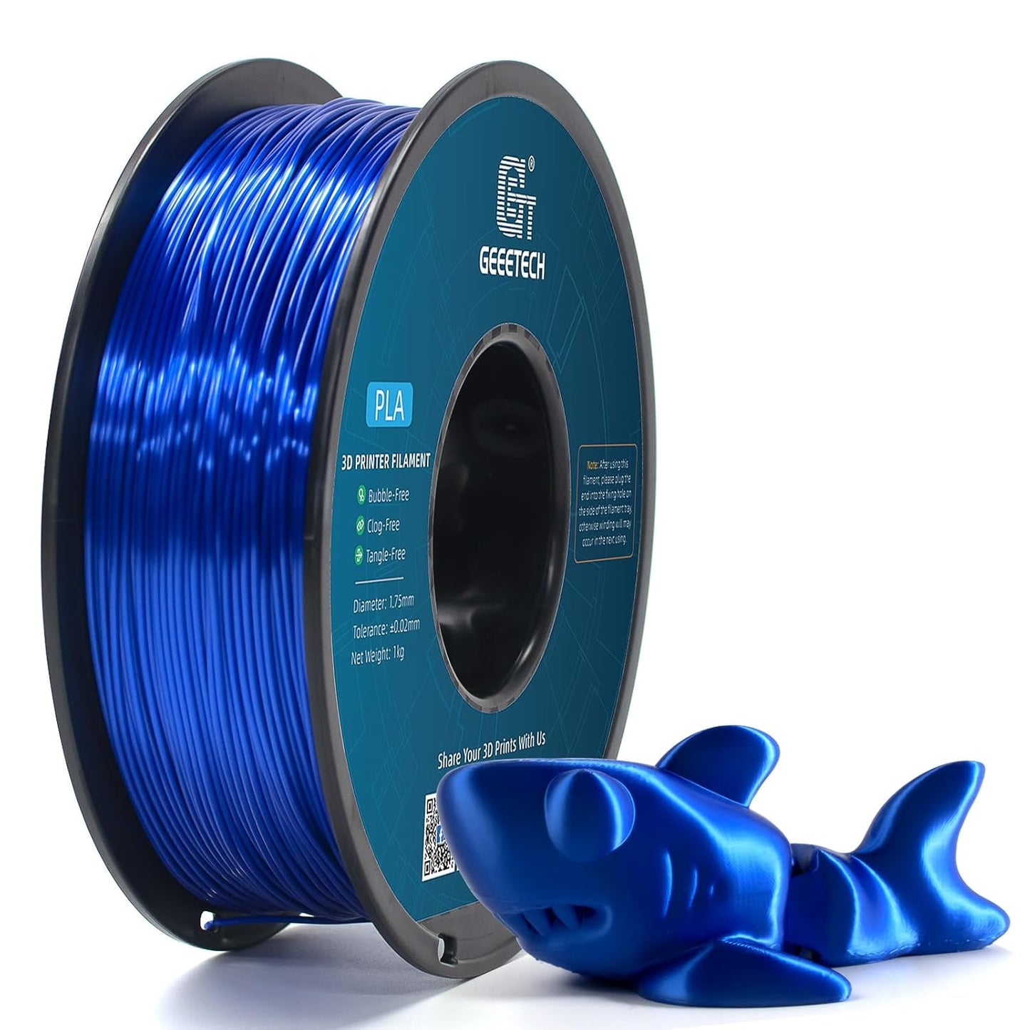 Geeetech Metal Shine Filament 1.75mm for 3D Printer, Silk PLA 1kg (2.2lbs) Spool, Metallic Royal Blue 3D Printing Filament, Dimensional Accuracy +/- 0.02 mm