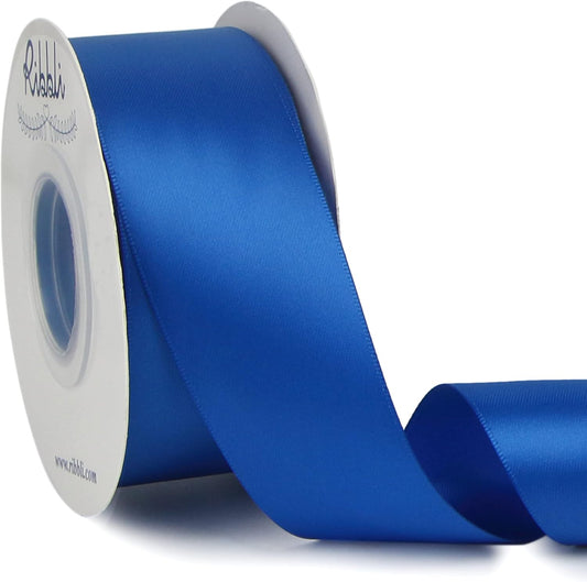 Ribbli Royal Blue Double Faced Satin Ribbon,1-1/2” x Continuous 25 Yards,Use for Bows Bouquet,Gift Wrapping,Wedding,Floral Arrangement
