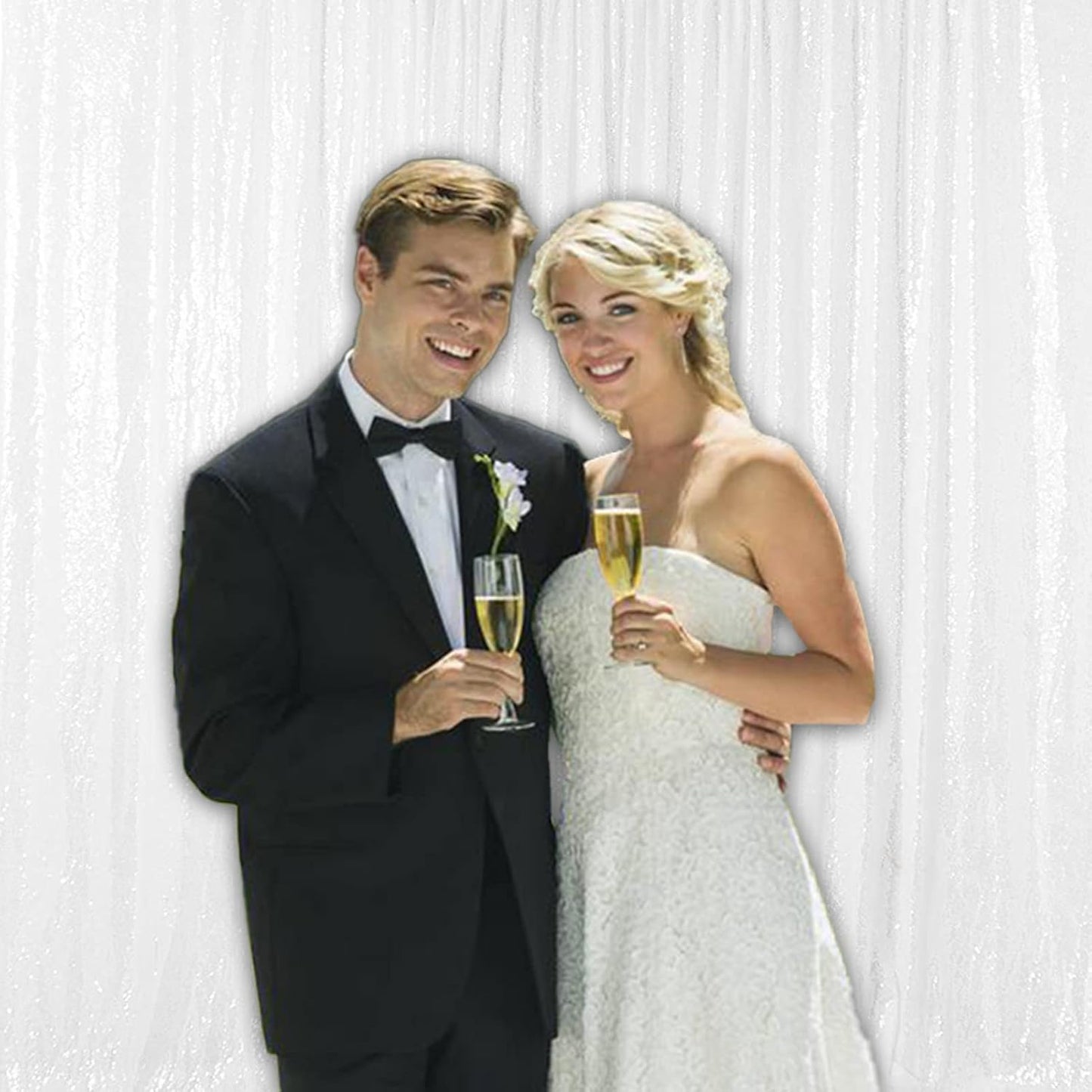 White Sequin Backdrop Curtains 1 Panel 10FTx10FT Glitter White Drapes Photo Backdrop Drapes Party Wedding Baby Shower Curtain Sparkle Photography Party Decor Background