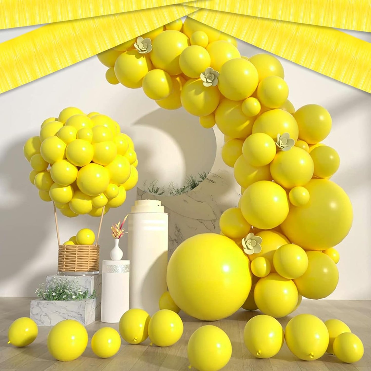 4 Pack 10 Feet Yellow Foil Fringe Garland Metallic Tinsel Streamers Banner Wall Hanging Curtain Backdrop for Parade Floats, Wedding, Graduate, Mother's Day, Birthday Party Decoration