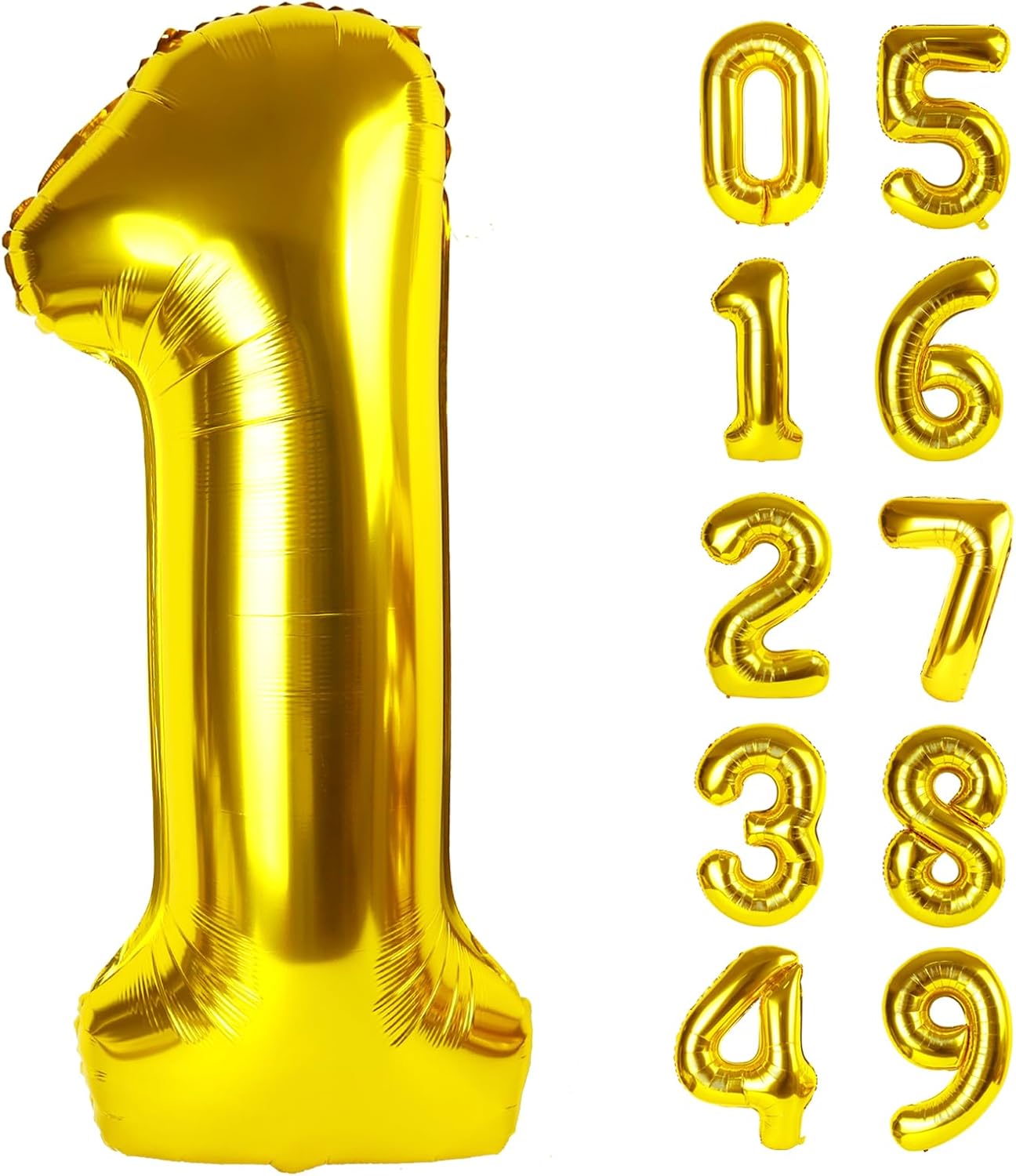 40 Inch Gold Number 1 balloon,Big Foil Mylar Balloon 1st 1 11 21 31 41 51 81 Party Wedding Birthday Bridal Baby Shower Graduation Anniversary Celebration Decoration
