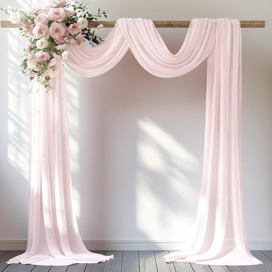 30" x 20Ft Wedding Arch Draping Fabric, 1 Panel Blush Sheer Curtain Drapes Extra Wide & Long Backdrop Curtains for Wedding Arch Ceremony Birthday Party Decorations