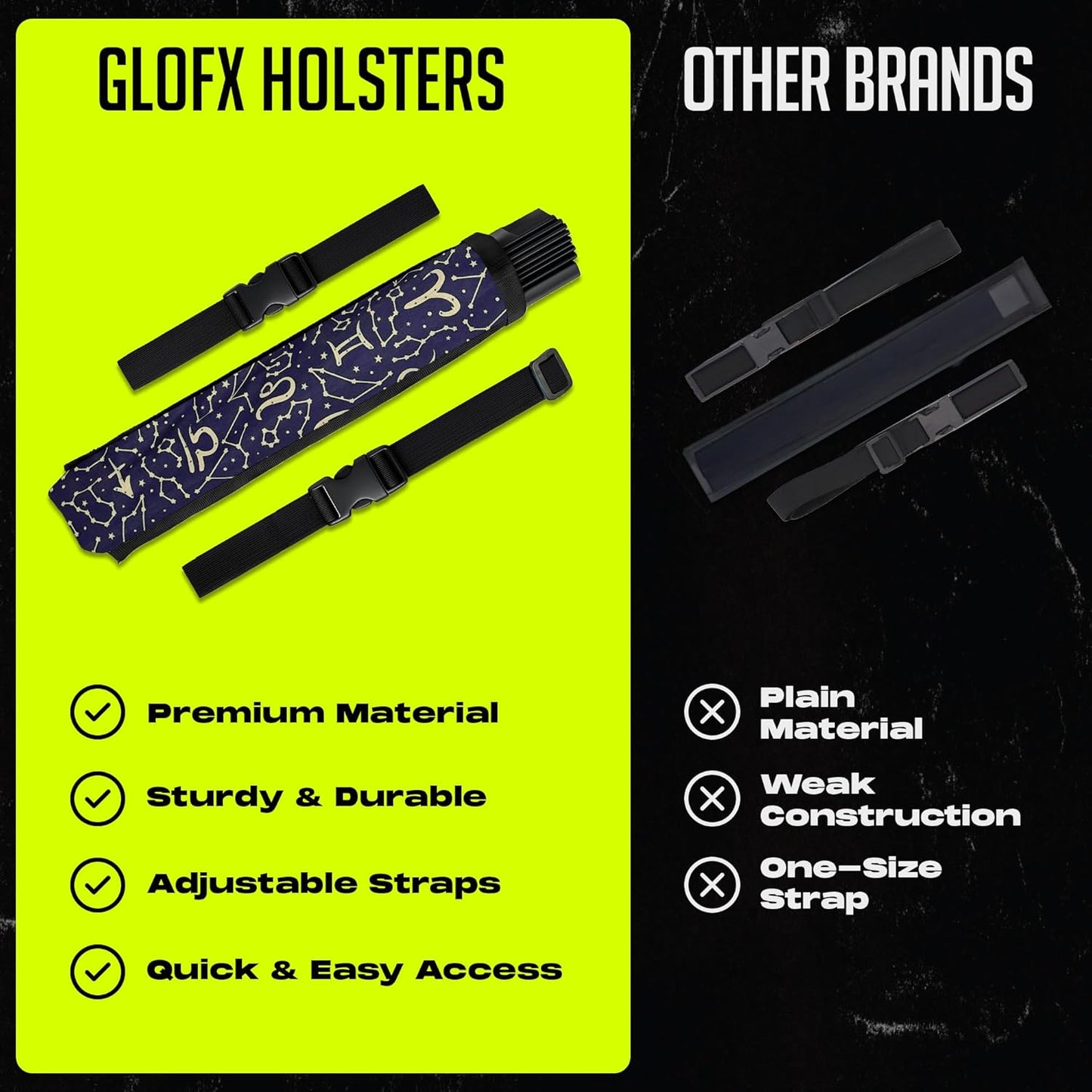 GloFX Zodiac Fan Holster – Astrology Belt Holster for Folding Hand Fans – Fan Holder Pouch for Waist or Belt – Fan Accessory for Festivals and Performances