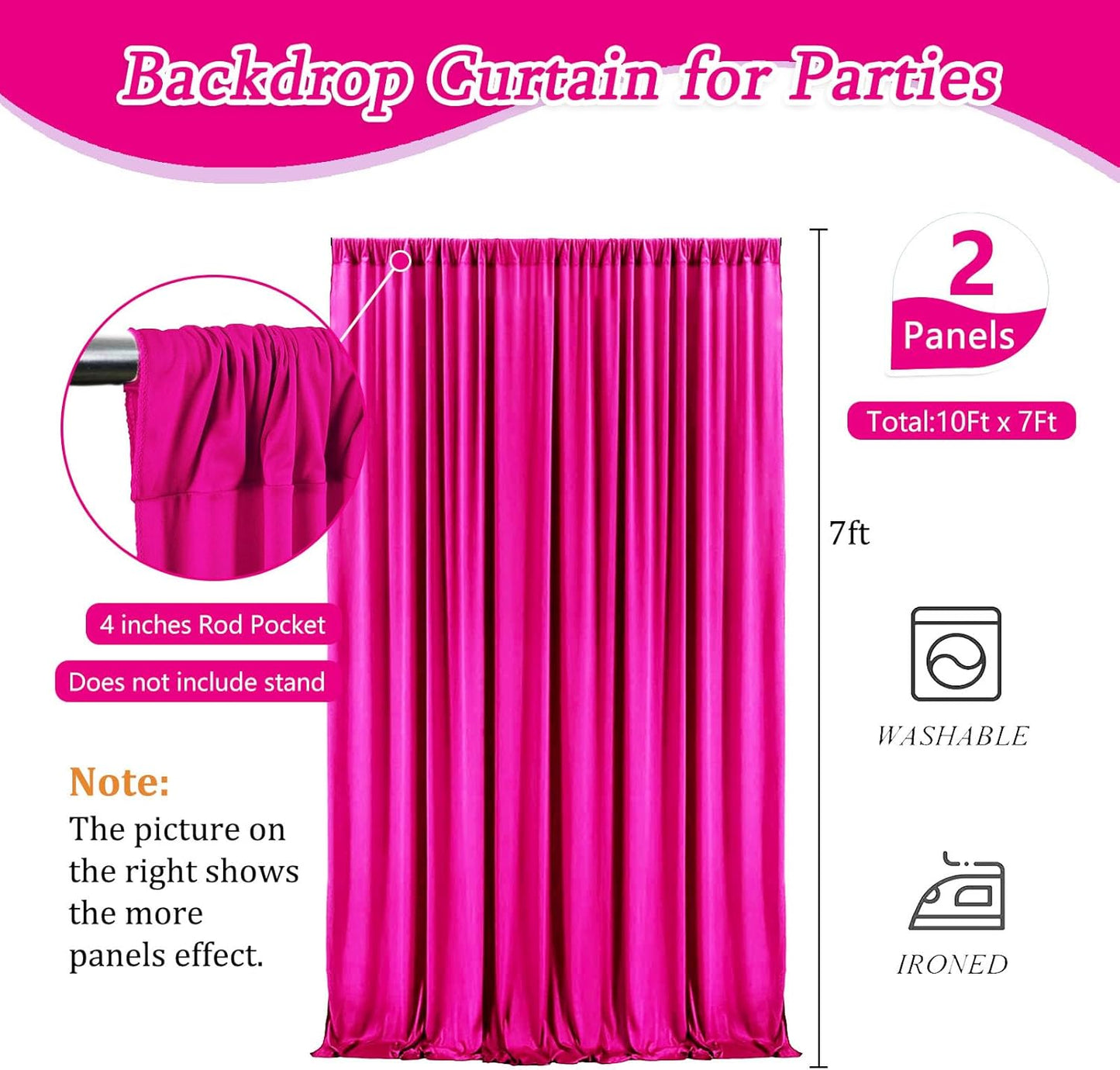 10 x 7 Feet Rose Red Backdrop Curtain for Partie, Background Curtains for Photoshoot, Birthday, Wedding, Halloween, Thanksgiving, Christmas Day, New Year Party Decorations 5Ft x 7Ft, 2 Panels