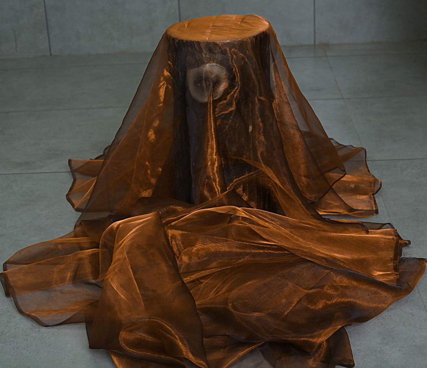 VDS Bronze Organza Fabric, 25 Yards Continuous, 45” Wide, Wedding Party Decoration Iridescent Crystal Sheer Shiny Organza Tulle Bridal Dress DIY Crafts Costume Sewing Backdrop Arch Cloth