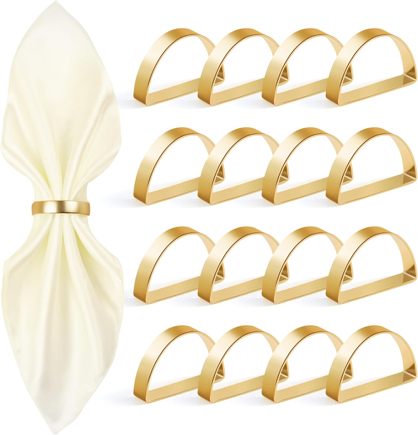 16Pcs Metal Gold Napkin Rings Set, Stainless Steel Metal Gold Napkin Holder, Fall Thanksgiving Christmas Easter Napkins Rings for Table Decor Wedding, Banquet, Party