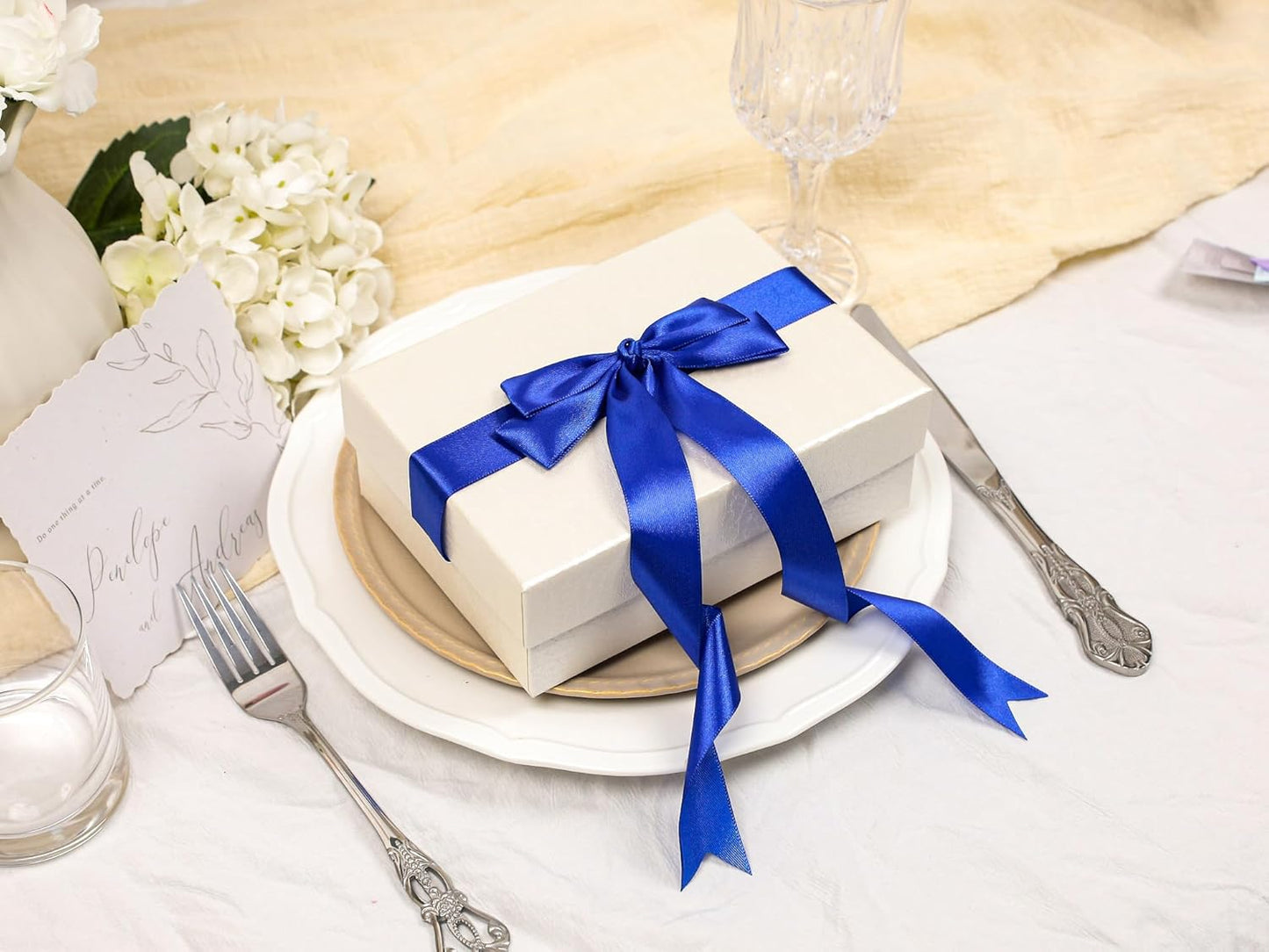 Royal Blue Satin Ribbon 1 inch X Continuous 25 Yards, Single Face Polyester Ribbon Perfect for Gift Wrapping, Flower Bouquet, Wedding Decor, Crafts, Bow Making, Sewing and More