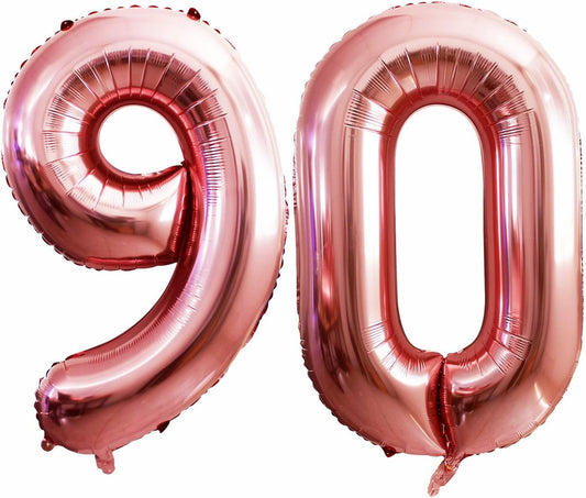 GOER Number 90 Balloons for 90th Birthday Party Decorations,42 Inch Jumbo Foil Helium Balloons for 90th Anniversary (Rose Gold)