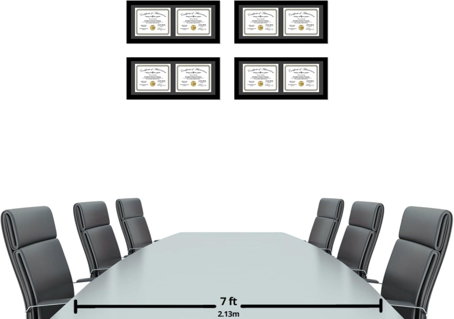 Creative Picture Frames 10X24Bk-B Black Horizontal Double Diploma Frame With 2 Opening Black Mat, Holds 2-8.5 By 11-Inch Documents With Wall Hanger