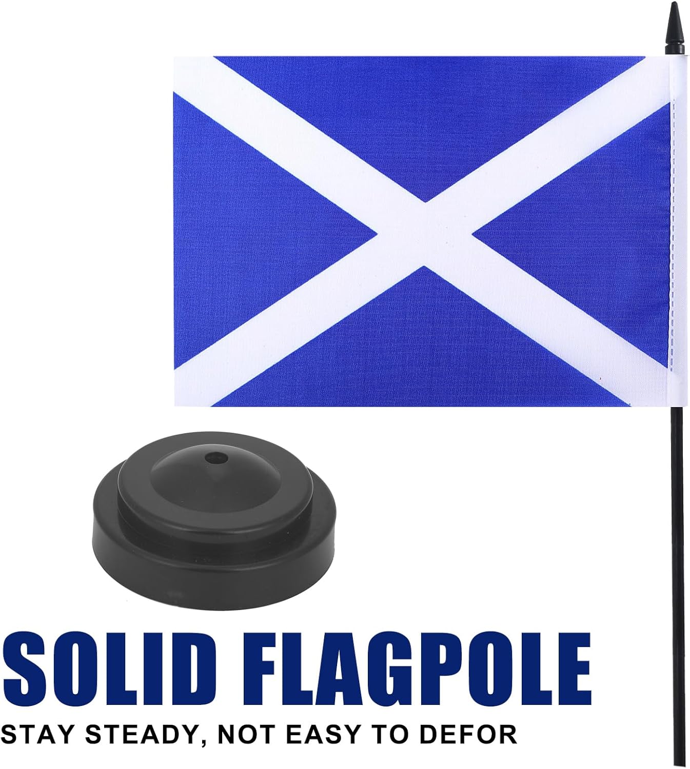 Scotland Desk Flag 12" Solid Pole Deluxe Set Scot Flags Banner Mini Small Scotland Office Table Flags with Black Stand Base Desktop Decorations(2Pack)
