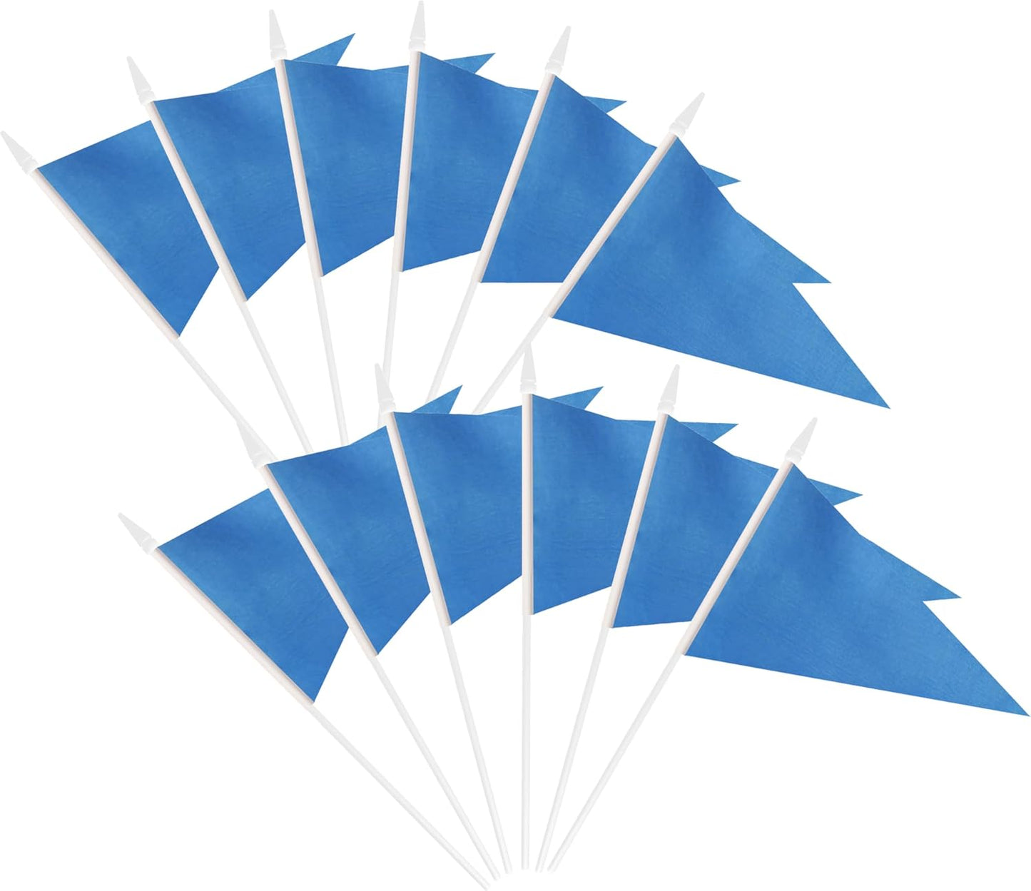 12 Pack Blue Pennant Flags Small Mini Hand Held Solid Color Pennant On Sticks Flags with 12.6"Solid Pole & Spear Top,Party Events Celebration,School,Grand Opening,Kids Birthday,Sports Clubs,Flower Pot