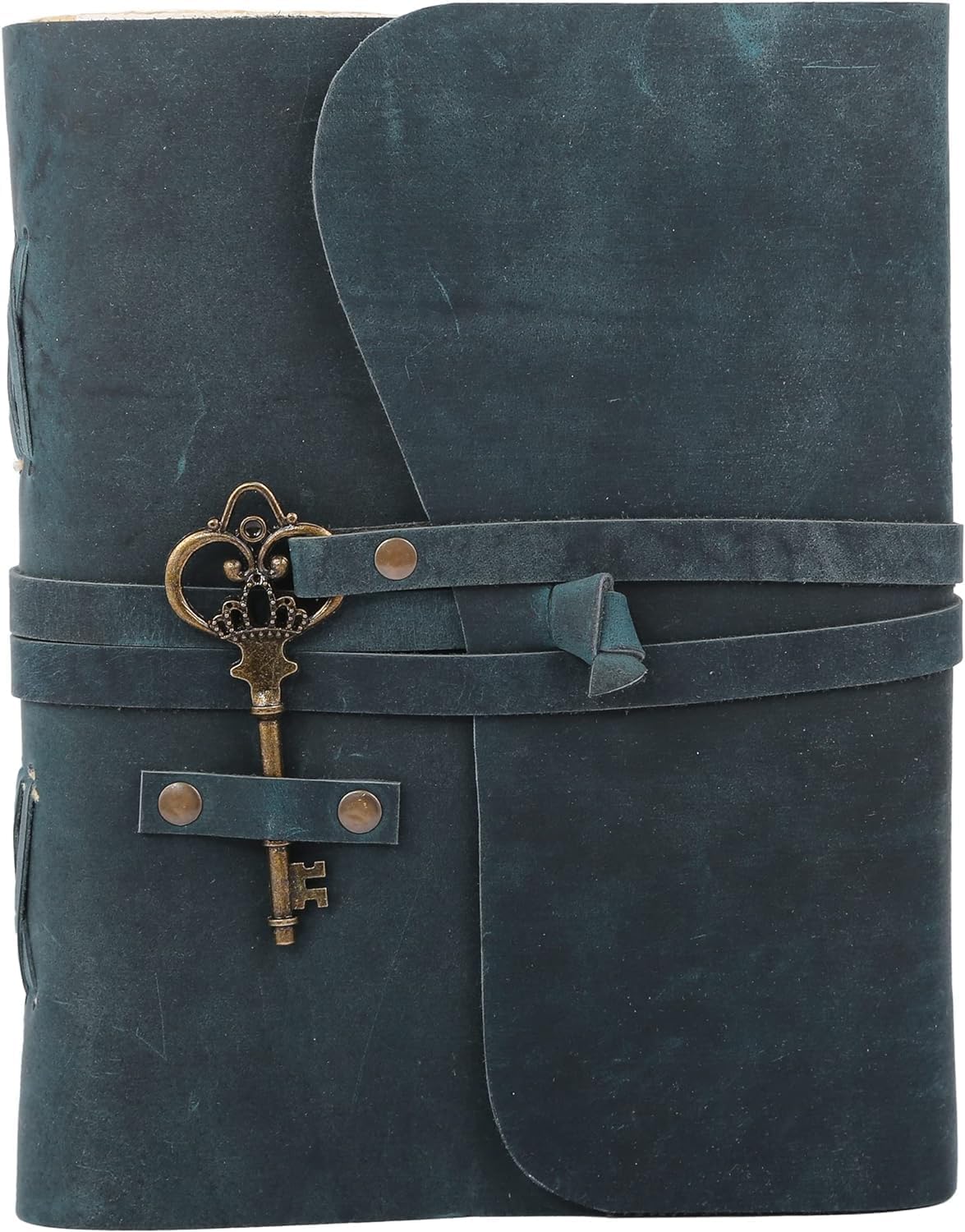 Leather Journal with Lined and Unlined Deckle Edge Paper 8x6 inch and Vintage Key | Handmade Writing Notebook Diary | Bound Daily Notepad for Men & Women Medium, Sketch/Writing pad for Artists