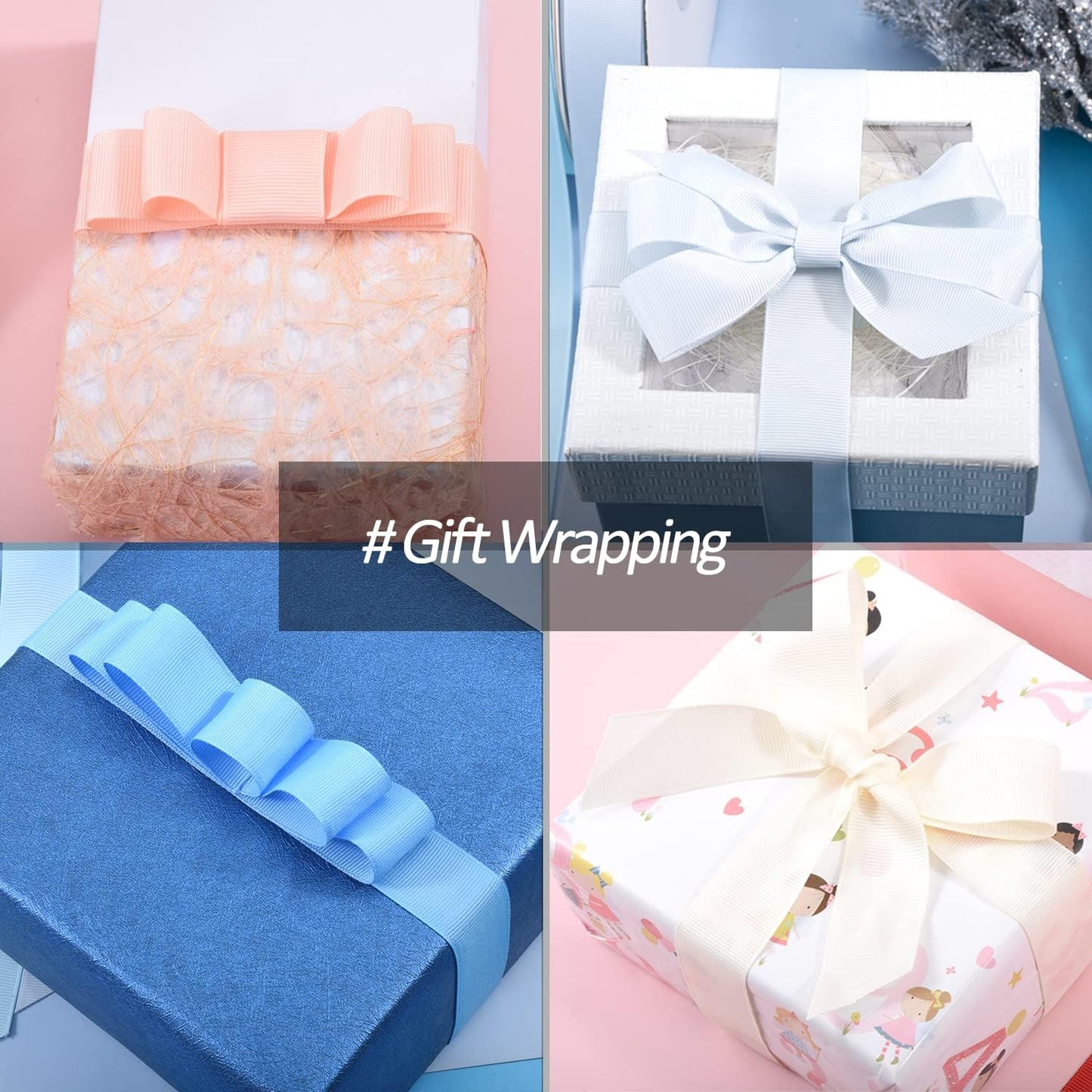 5/8" X 100 Yards Pink Grosgrain Ribbon, Premium Grosgrain Ribbon for Sewing, Gift Wrapping, Bow Making, Wedding Decor, Wrapping and More (Pink)