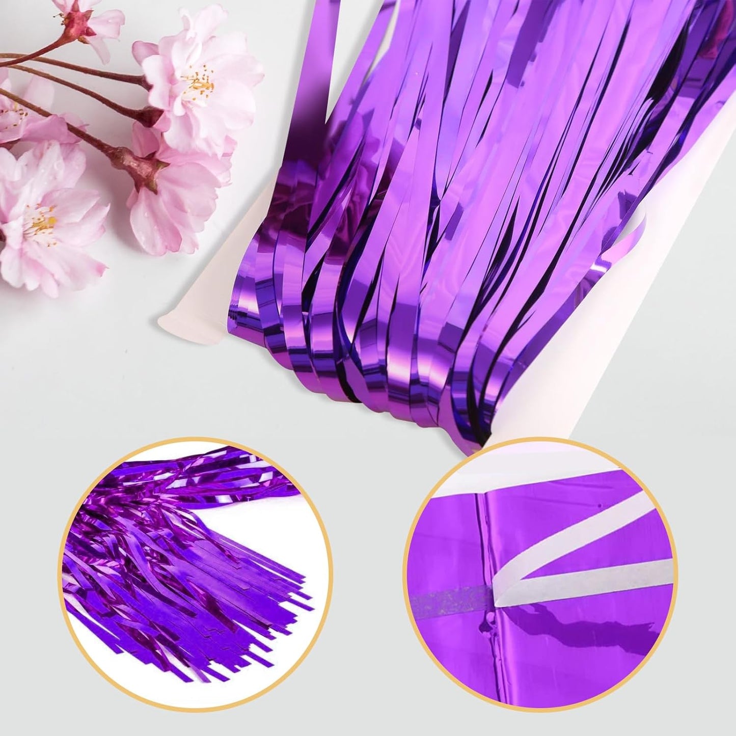 5 Pack Purple Fringe Backdrop 3.2ft x 8.2ft Foil Curtain Tinsel Foil Fringe Curtains Backdrop Tinsel Backdrop Streamers for Birthday Curtain Party Decoration Wedding Christmas Decoration (Purple)