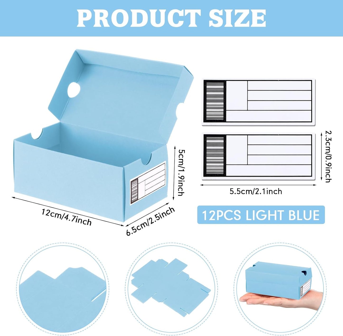 12 Sets Mini Shoe Gifts Boxes for Party Favors 4.7 x 2.5 x 2 Inch Sports Mini Sneaker Box with Editable Label for Candies Cookies Snacks (Light Blue, 4.7 x 2.5 x 2 Inches)