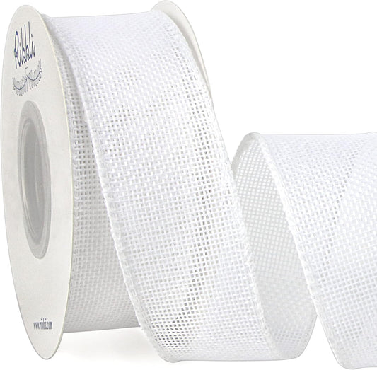 Ribbli White Burlap Wired Ribbon,1-1/2 Inch x 10 Yard,Cross Royal Burlap Wired Edge Ribbon for Big Bow,Wreath,Tree Decoration,Outdoor Decoration