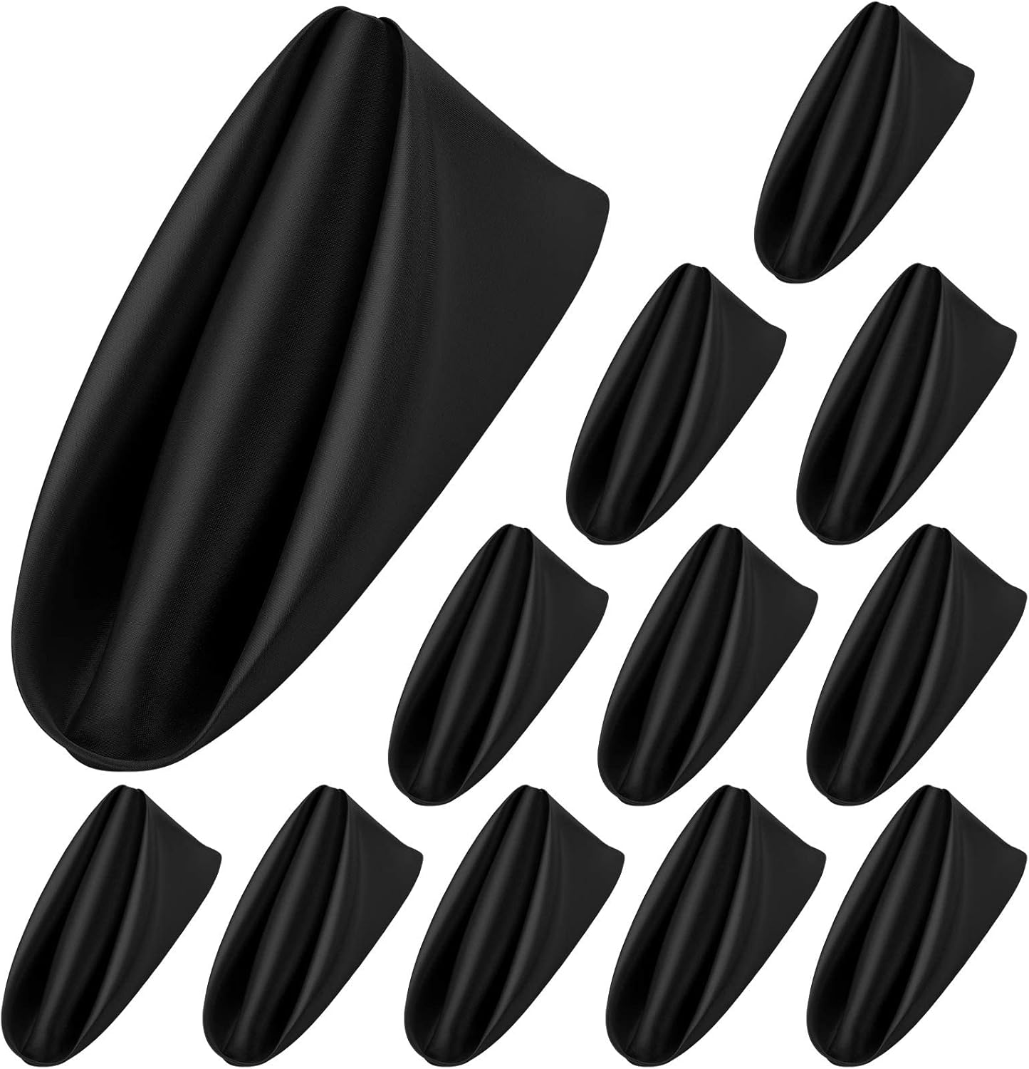 ANECO 12 Pieces Satin Napkins Soft Dinner Napkins Square Table Napkins 17 x 17 Inches for Restaurant Weddings Party Dinner Decoration (Black)