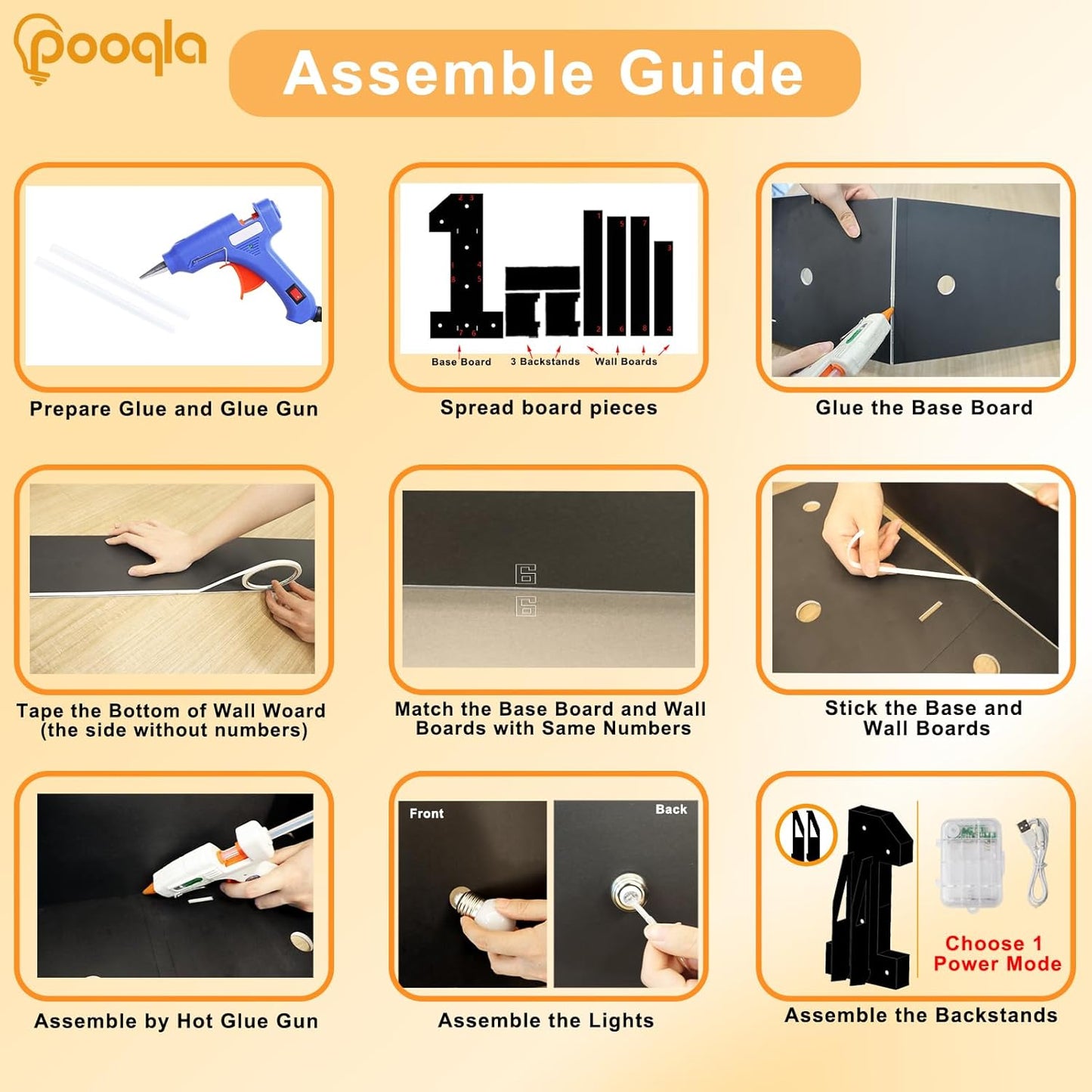 Pooqla 3FT Marquee Light Up Numbers, Black Lighted Party Decor for her him Women Men, Giant Mosaic Light Up Numbers for 5th 15th 50th Birthday Anniversary Decoration, Number 5