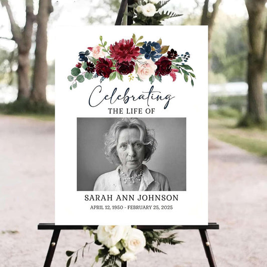 Personalized Funeral Welcome Signs, Celebration Of Life Yard Sign, Celebration Of Life Decoration, Custom Memorial Signs, Minimalist Celebrate of Lifes Sign With Photo, Memory Signage For Funerals #4