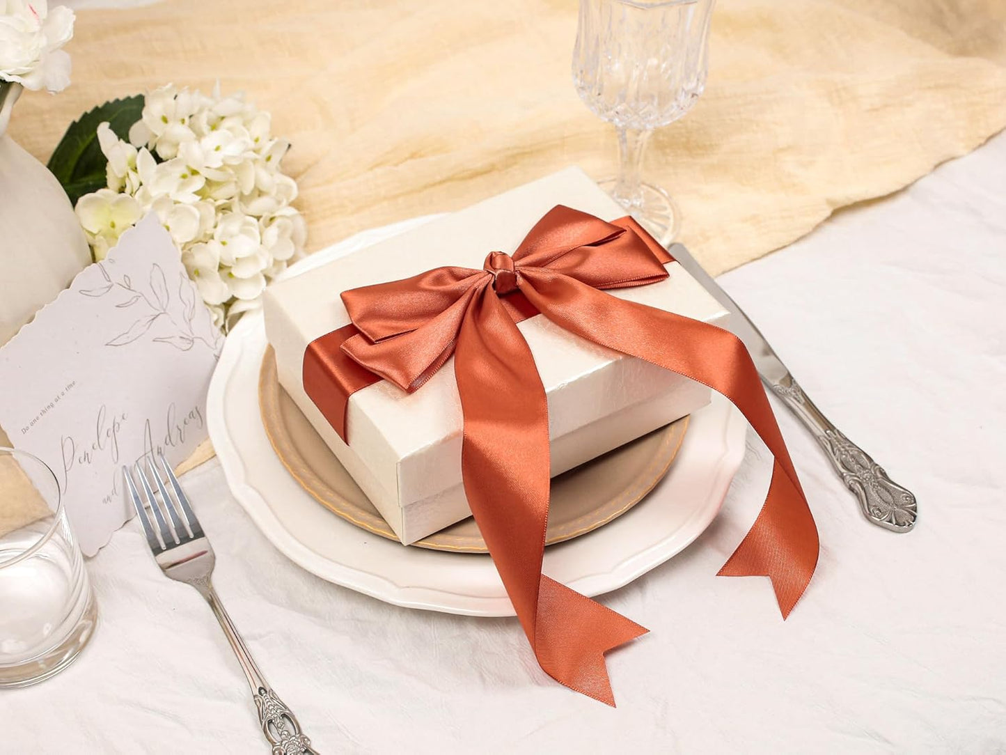 Copper Satin Ribbon 1-1/2 inch X Continuous 100 Yards, Single Face Polyester Ribbon Perfect for Gift Wrapping, Flower Bouquet, Wedding Decor, Crafts, Bow Making, Sewing and More