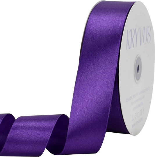 Purple Satin Ribbon 1-1/2 inch X Continuous 100 Yards, Single Face Polyester Ribbon Perfect for Gift Wrapping, Flower Bouquet, Wedding Decor, Crafts, Bow Making, Sewing and More