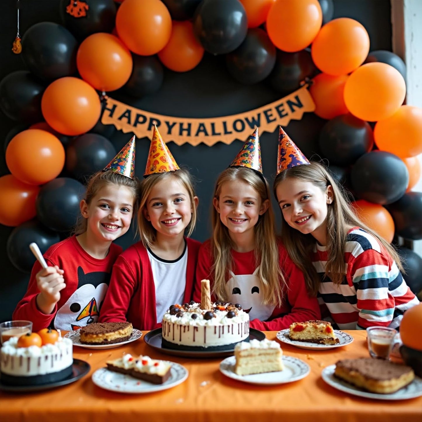 Black and Orange Balloons Garland Arch Kit, 412pcs Black Orange Halloween Balloons with Different Size for Graduation Halloween Harley Davidson Decorations