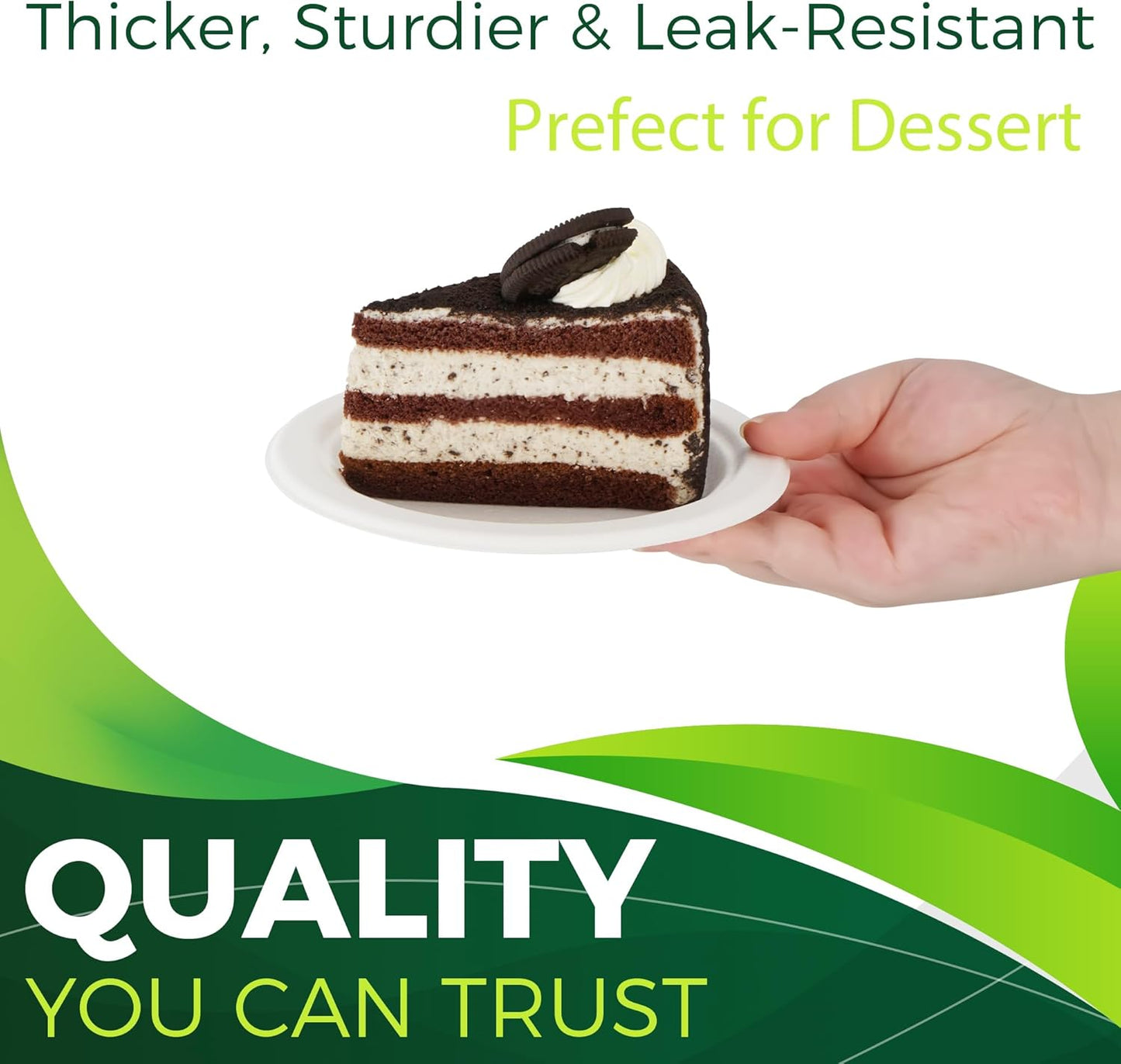 150PCS 100% Small Dessert Plates Disposable, 6 inch Paper Plates, Compostable Appetize Plates, Cake Plates, Biodegradable Made of Sugarcane Fiber