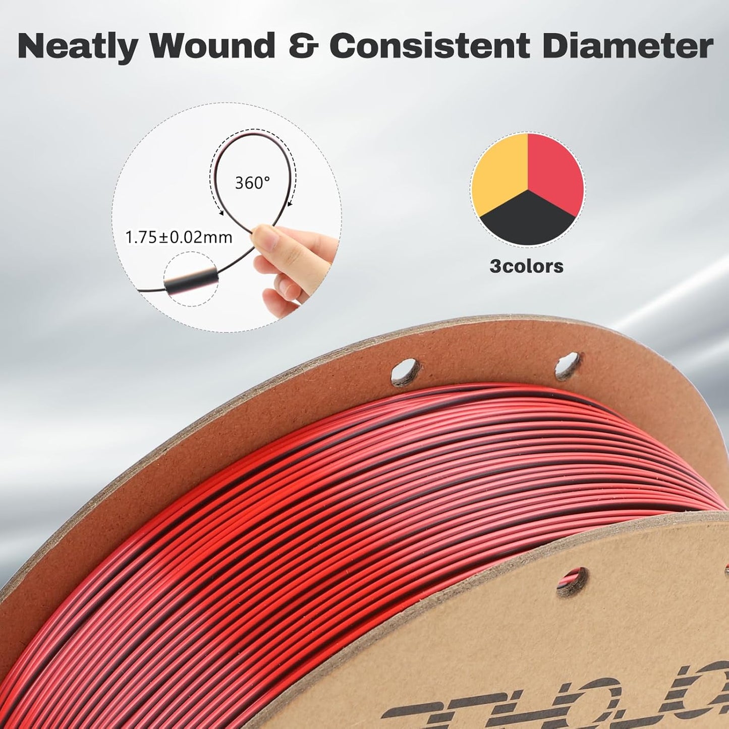 Silk PLA Filament 1.75mm Black Red Gold Triple Color PLA 3D Printer Filament 3 in 1 Coextrusion 1KG Spool(2.2lbs) 3D Printing Filament Dimensional Accuracy +/- 0.03mm