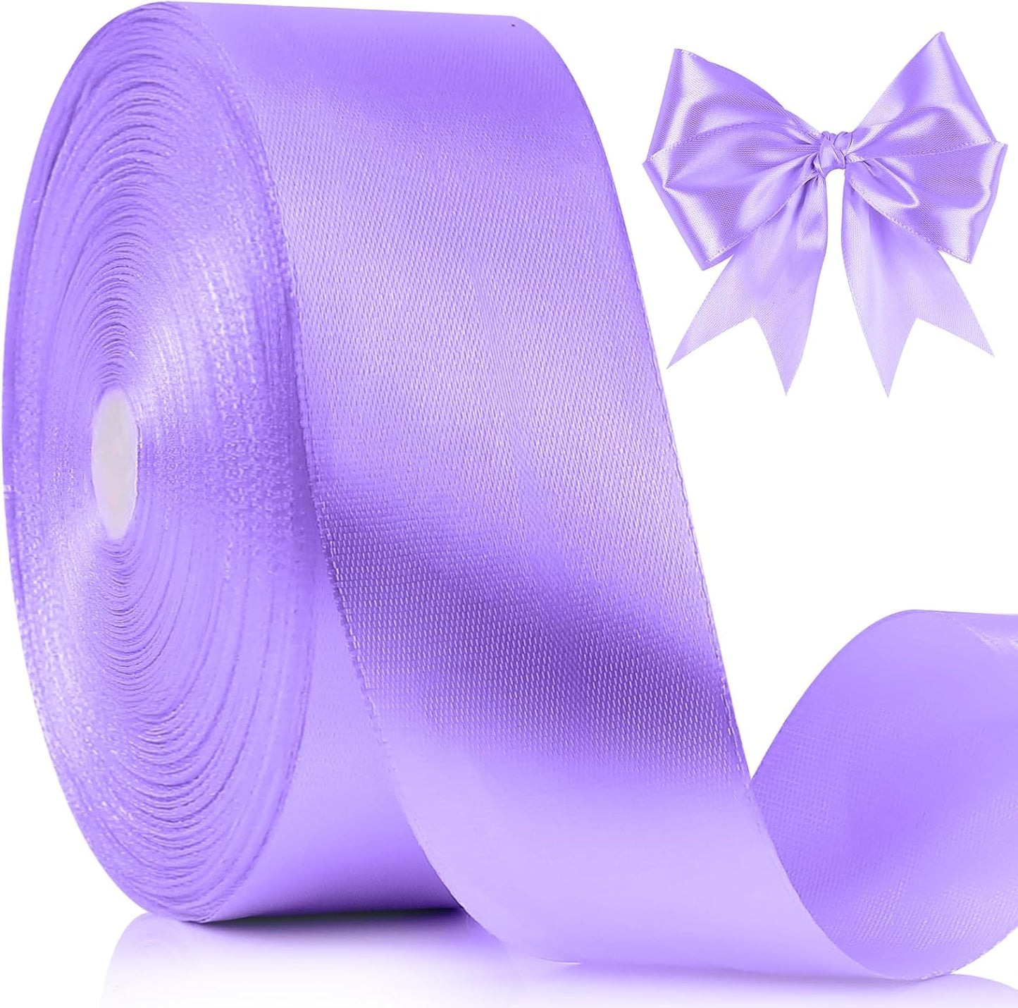 NESCCI 100 Yards Ribbon,1-1/2 Inch Light Purple Satin Ribbon,Single Face Satin Ribbons,Perfect for Gift Wrapping,Wedding Decoration,Handmade Bows,Wrapping Bouquet,Halloween, Christmas