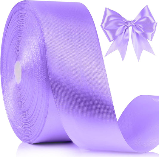 NESCCI 100 Yards Ribbon,1-1/2 Inch Light Purple Satin Ribbon,Single Face Satin Ribbons,Perfect for Gift Wrapping,Wedding Decoration,Handmade Bows,Wrapping Bouquet,Halloween, Christmas