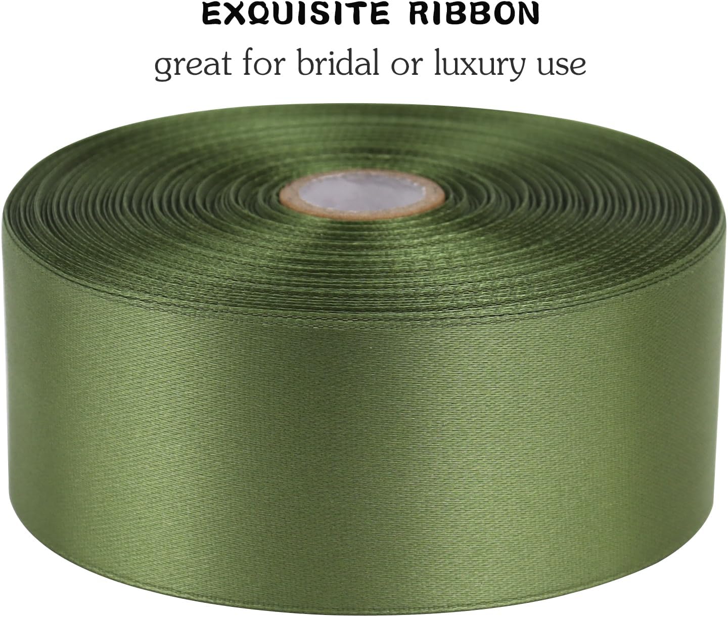 Olive Green Solid Satin Ribbon 1-1/2 Inch 50 Yards Solid Polyester Fabric Ribbon for Gift Wrapping Wedding Christmas Baby Shower Birthday Party Decoration Handmade Immortal Flower Craft