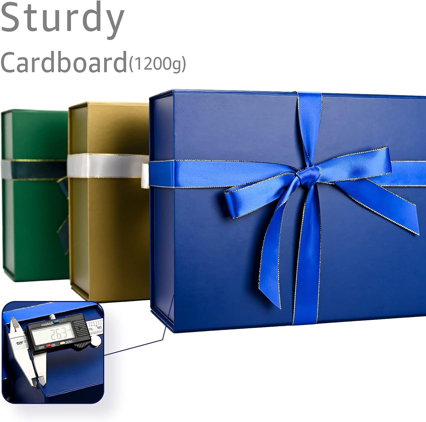 LIFELUM Gift Boxes 5 Pack 13.85 x 8.35 x 4.45 inch, Large Gift Box for Presents with Ribbon,Card,Shredded Paper Filler