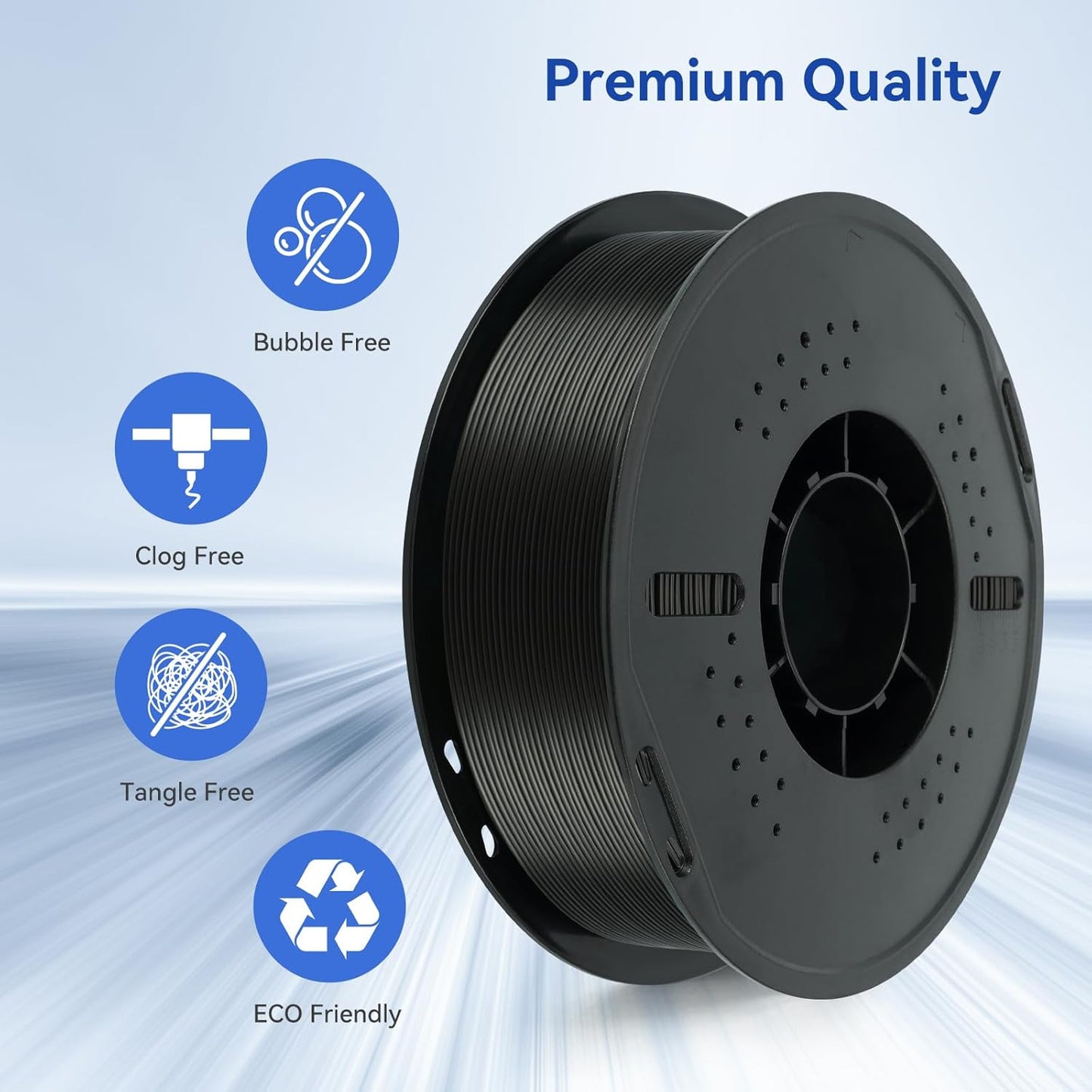 Kingroon 4KG Black PLA Filament 1.75mm 3D Printer Filament Pla Filament Dimensional Accuracy +/- 0.02mm, Fit Most FDM Printer, 1KG X 4 Spools