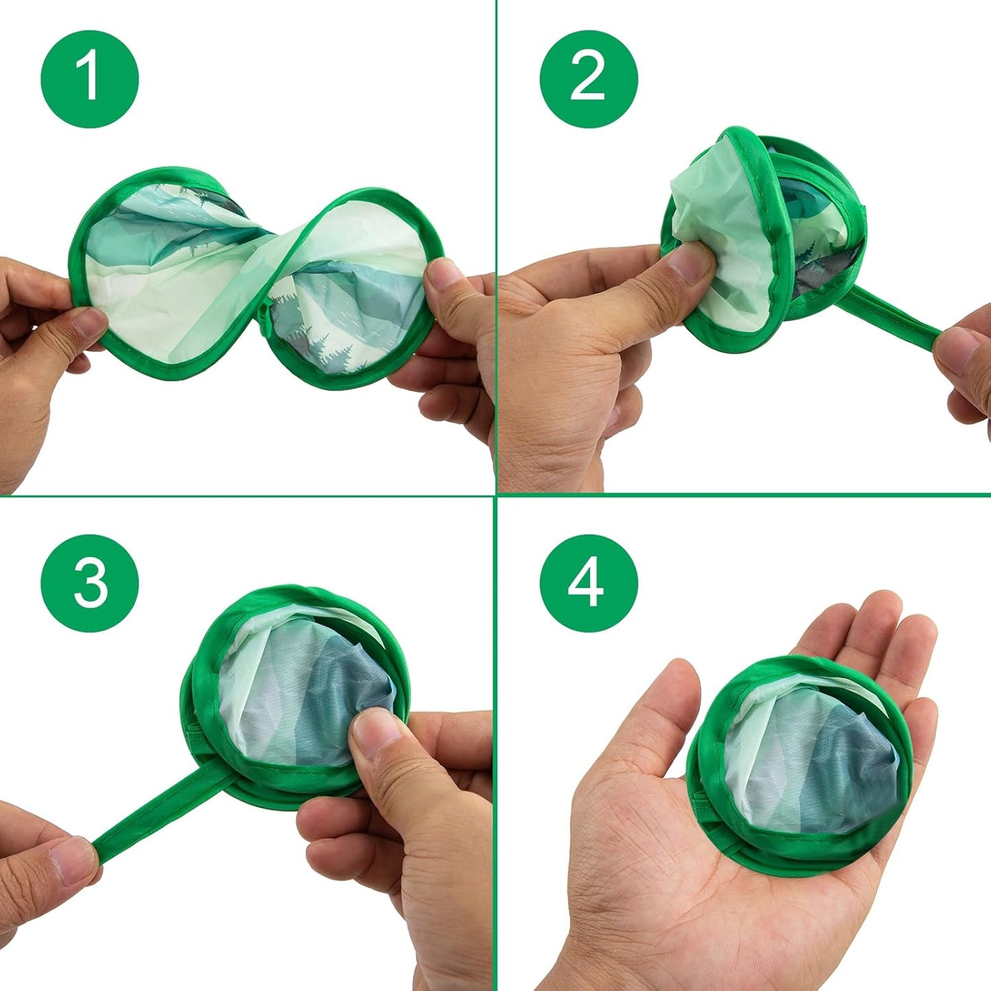 4 Styles Landscape Round Foldable Hand Fan Japanese Foldable Fan Style Handheld Foldable Compact Cooling Fans,Round Folding Fan for Outdoor Games,Xmas Decoration,Festival,Party Favors,Travel,Events