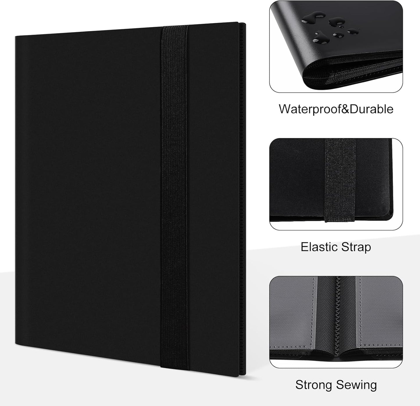 4 Pocket Card Binder for 160 Sleeves, Card Folder Ablum for Trading Cards Collection for Sports Cards, Baseball Cards, Game Cards, Mini TCG Binder Fit for MTG, Gift for Card Collector (Black)