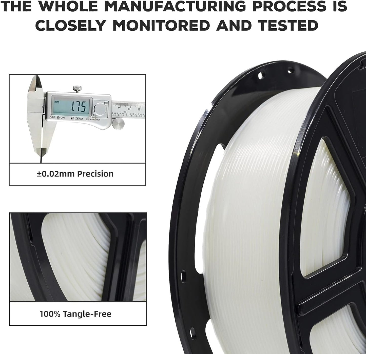 FLASHFORGE PLA Filament 1.75mm, 3D Printer Filament 1kg (2.2lbs) Spool, Dimensional Accuracy +/- 0.02mm, 3D Printing Filament Easy to Use and Fits for Most FDM 3D Printers (Natural)