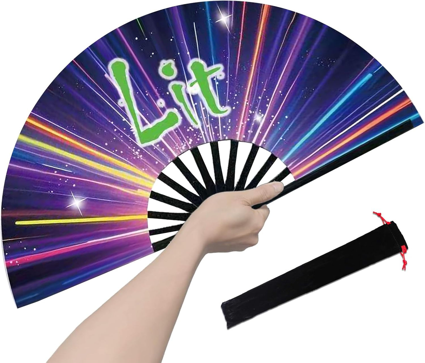 Boots on The Ground Fan, Large Folding Hand Fan for Women and Men, Popping Fans for Line Dancing for Raves, EDM, Dance Party, and Home Decoration