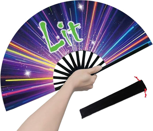 Boots on The Ground Fan, Large Folding Hand Fan for Women and Men, Popping Fans for Line Dancing for Raves, EDM, Dance Party, and Home Decoration