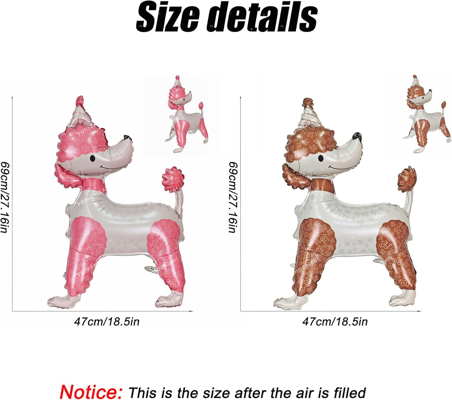2PCS Self Standing Dog Animal Balloons Teddy Dog Cute Pet Puppy Birthday Foil Balloon For Kids Gift Animal Dog Themed Birthday Baby Shower Pet Party Decorations Supplies