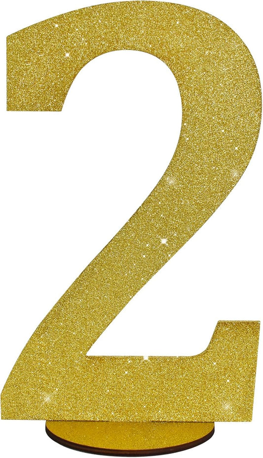 TONIFUL 11.8 Inch Gold Glitter Numbers Table Centerpieces 0-9 Birthday Party Decorations,Shining Gold Digital 2 for Birthday Party,Wedding,Bridal Shower,Engagement,Photo Shoot,Anniversary