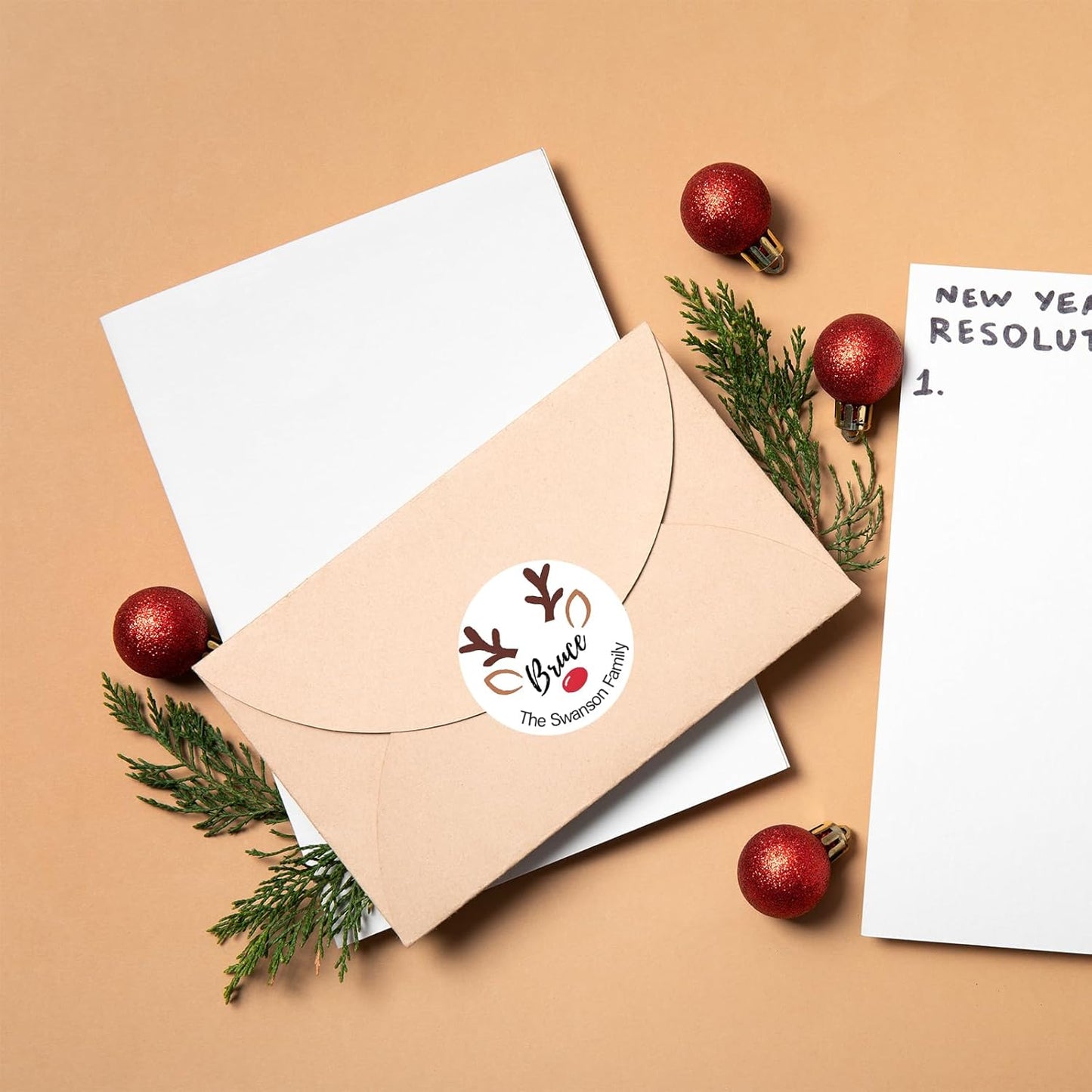 36pcs Personalized Christmas Stickers Gift Wrap Labels-Available in 12 Templates Custom Waterproof Cute Santa Reindeer Decals for Christmas Gift Box Tags Party Decorations Envelopes (Round Sticker)