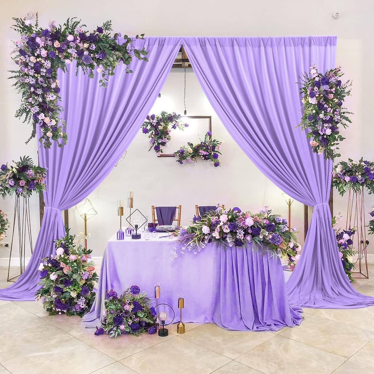 AK TRADING CO. 10 feet x 10 feet Polyester Backdrop Drapes Curtains Panels with Rod Pockets - Wedding Ceremony Party Home Window Decorations - Lavender